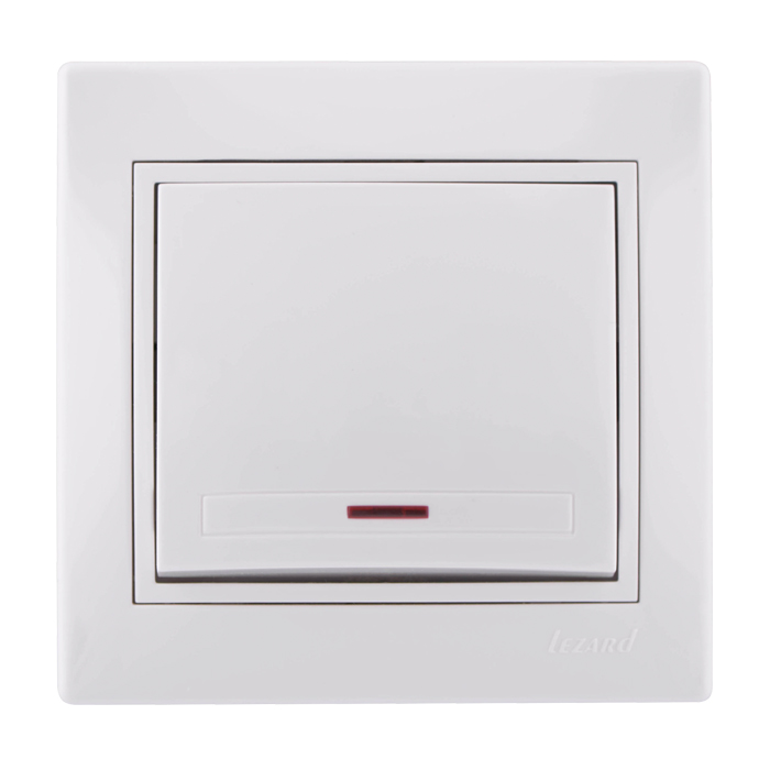 Выключатель Белый Скрытой установки 1 клавишный С подсветкой   Lezard (10)