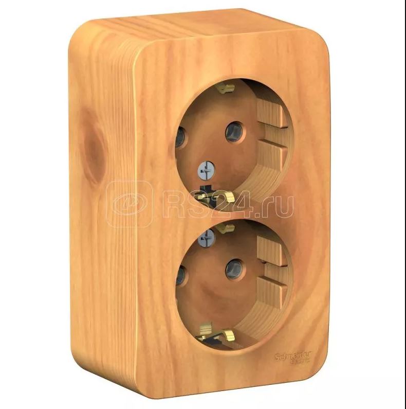 Ясень розетка 2-м ОП Blanca 16А IP20 250В с заземл. без защ. шторок с изолир. пластиной (8)