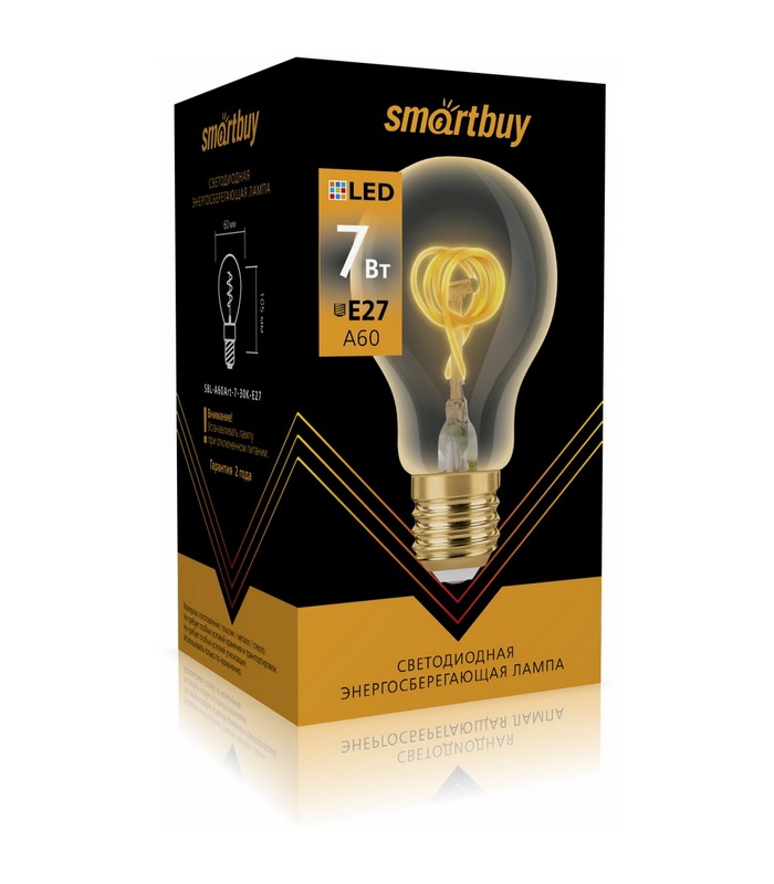 Лампа светодиодная филамент 7Вт 3000К Е27 ART Smartbuy(10/100)