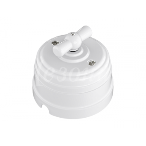 Выключатель пластиковый поворотный на четыре положения (2-х клавишный), цвет - белый, УСАДЬБА