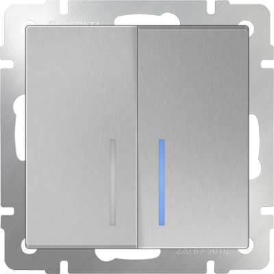 Выключатель Серебряный Скрытой установки 2-х клав. С подсветкой Werkel W1120165 (10)