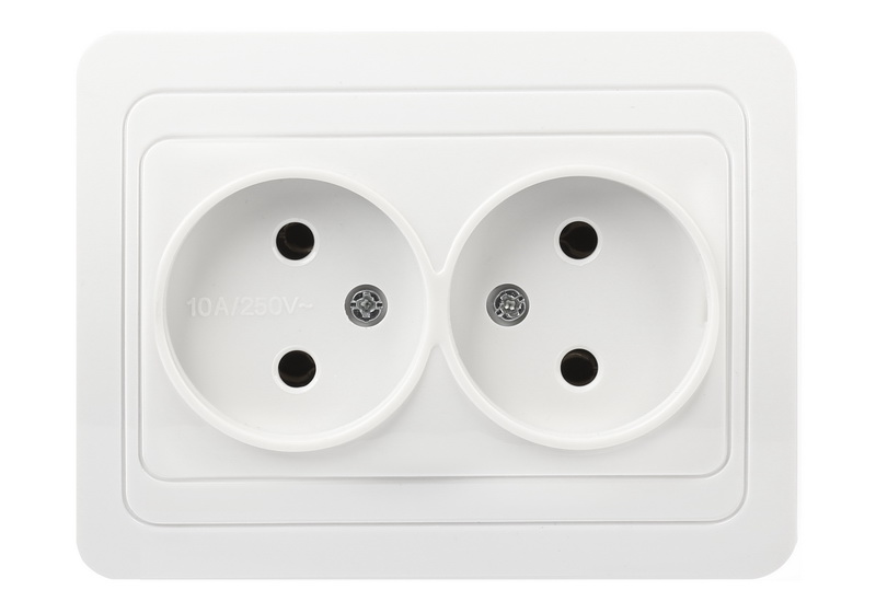 Розетка Белая 2-х местная без заземления 10А СП Smartbuy "Марс" (10)