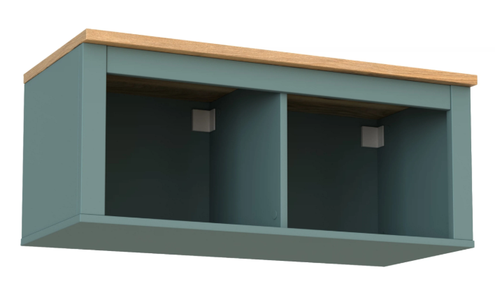 Полка навесная САГА 2 секции темно-бирюзовая/ясень