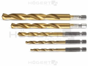 Набор нитридтитановых сверл по мет, 3-4-5-6-8 мм, HSS, 5 шт., пласт. кор. цил. хвост. MATRIX (10)