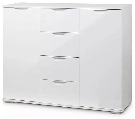 Комод Лайн-4 (Белый/Белый глянец) 950*390*1200мм