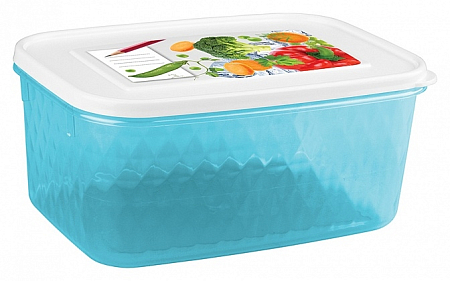 Контейнер д/заморозки 1,3л Кристалл прямоуг. декор св.голубой