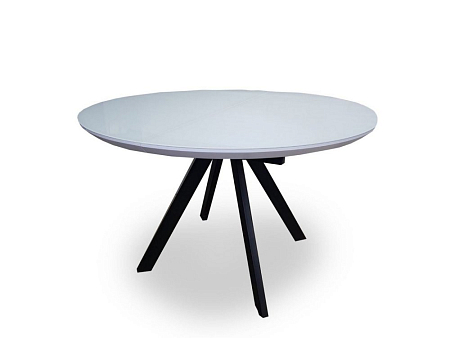 Стол БАХУС 1100  СТЕКЛО (стекло белое,МДФ белый,каркас МУАР белый)