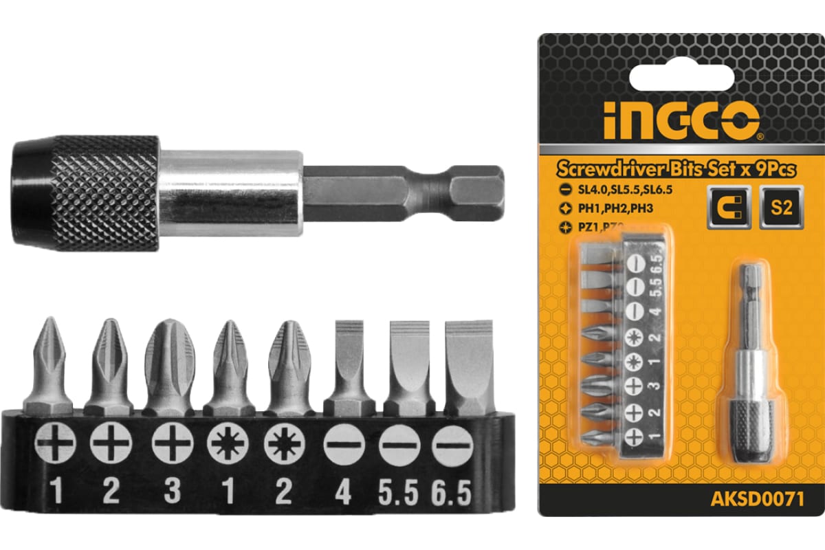 Набор бит с держателем INGCO AKSD0071