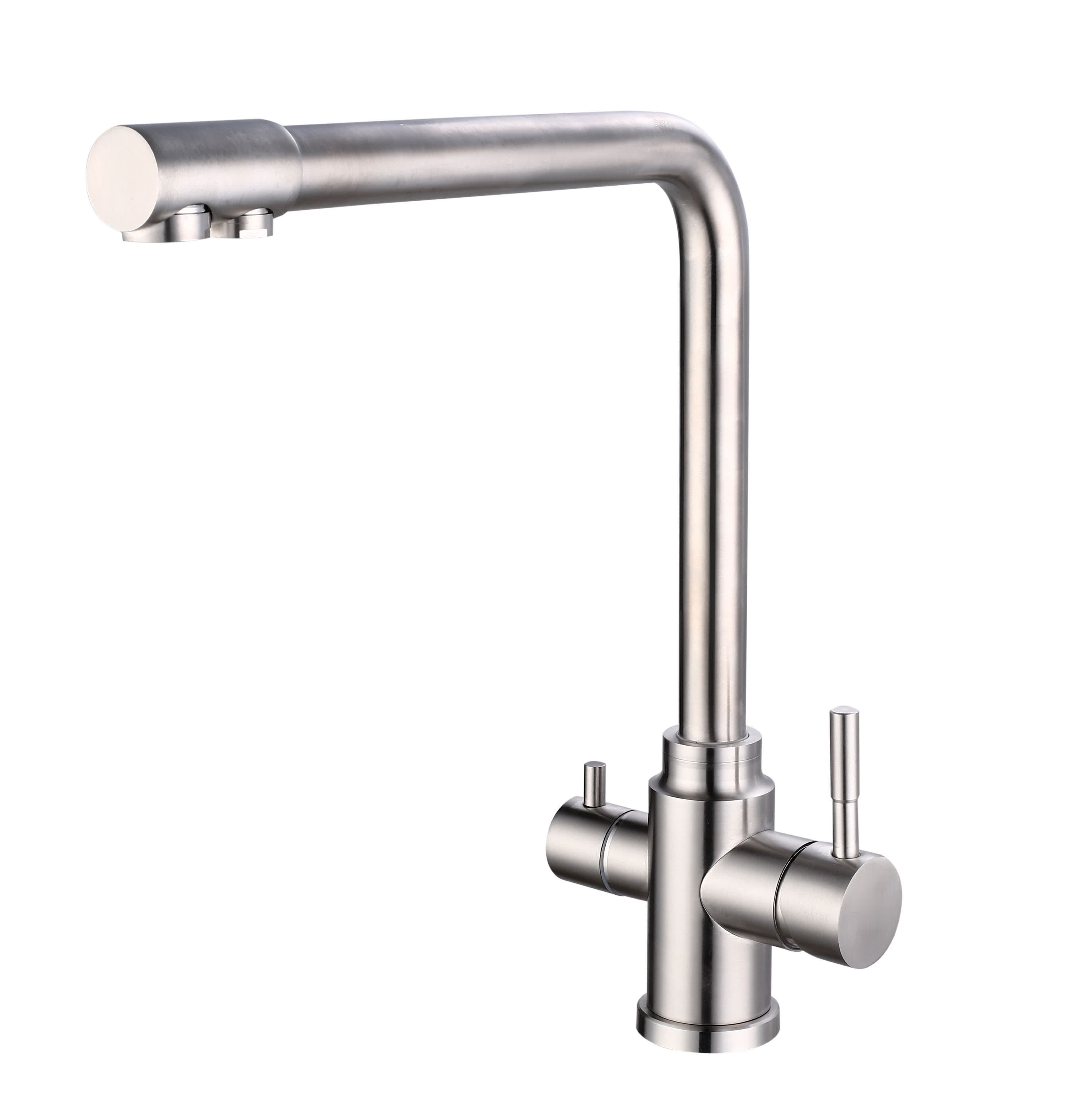 Смеситель для кухни, R-излив, нерж., с подключением к фильтру, арт. K24(_10/10_)