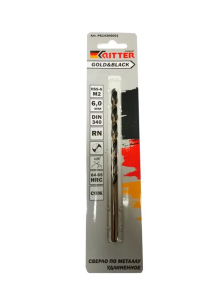 Сверло по металлу Ritter EC 6,0 мм удлиненное (HSS-G M2 Gold&Black) DIN 340 RN (1 шт в блистере) (50