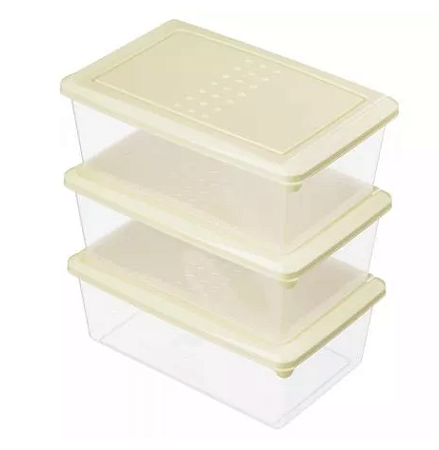 Набор контейнеров д/продуктов 3шт "Asti" 1,05л прямоуг. Светло-бежевый (10) 221100925/01