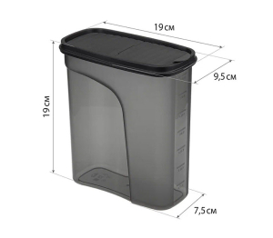 Емкость д/сыпучих продуктов 2,0л "Бест" прямоуг. 19*9,5*19см Графитовый (16) М1256