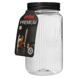 Банка 1,3л Premium закр/кр квадр. черный (12)  Быт