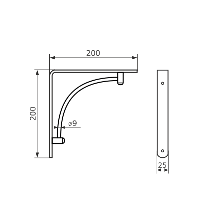 Кронштейн Домарт ARCH 200х200 (черный) (10)