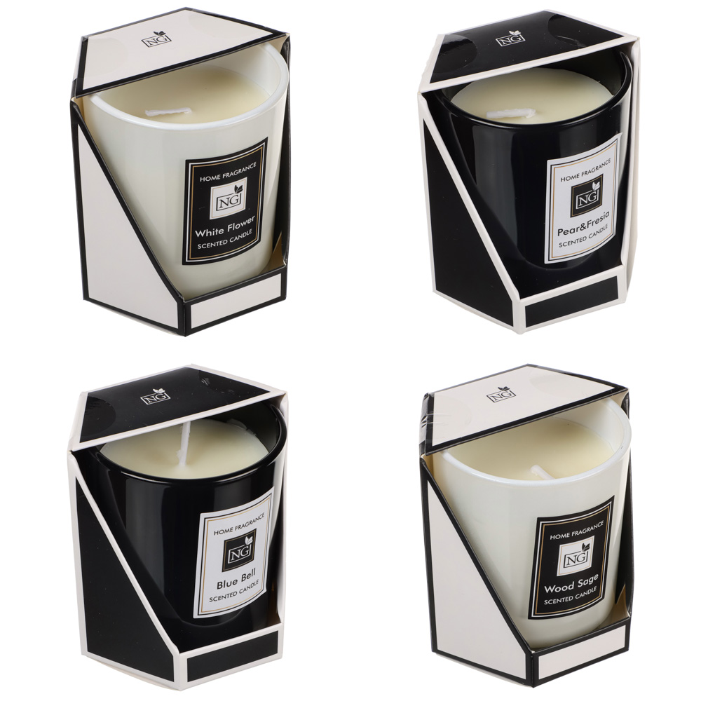 Свеча ароматизированная Home 140 гр.NEW GALAXY  wood sage, white flower, bluebell, pear