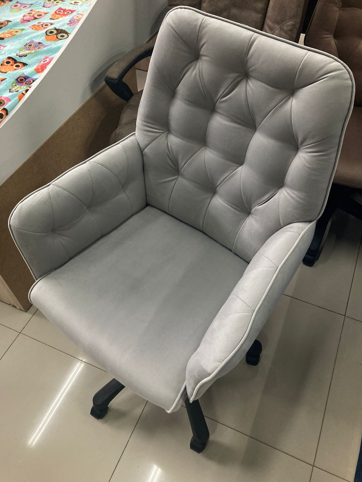 Кресло Фортуна 5(78) м.Вельвет серый 5 Механизм  TOP-GAN  Пятилучие Хромированное колесо