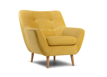 Кресло Витио Velvet Yellow (Цвет ножек: Натуральный, Ткань 1 - Cabrio - Кабрио (велюр) 27)