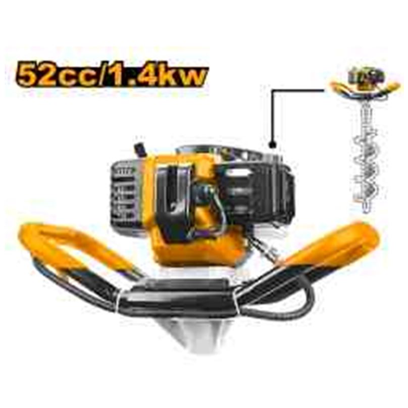 Мотобур бензиновый, 52 куб.см/1,4 кВт скорость вращения шнека: 0-265 об/мин INGCO GEA55221-1