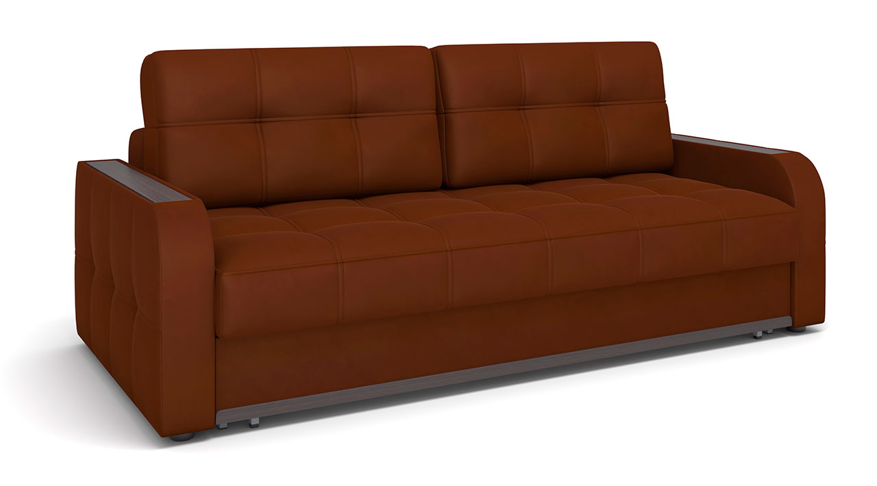 Диван прямой  Монако еврокнижка с подушками (2шт) Ткань: Bison chocolate
