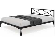 Кровать металлическая КМД 37 "ТЕЯ" 900х2000, черный (разбор. с берез. ламелиями)