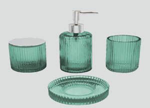 Набор аксессуаров для ванной "Богемия", нефрит, 4 предмета, стекло