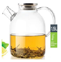 ЗАВАРОЧНЫЙ ЧАЙНИК СТЕКЛЯННЫЙ С ФИЛЬТР-ПРУЖИНОЙ, 1500 МЛ (BF-511)