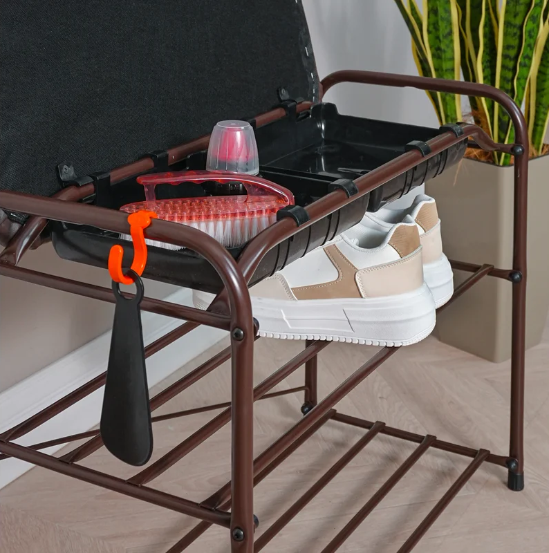 Подставка для обуви "Альфа 23" с сиденьем и ящиком (Коричневый)