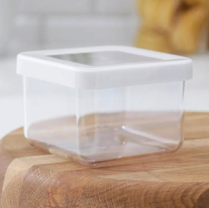 Емкость д/сыпучих продуктов 0,5л Степ квадр. 10*10*7см белый (12) М1290