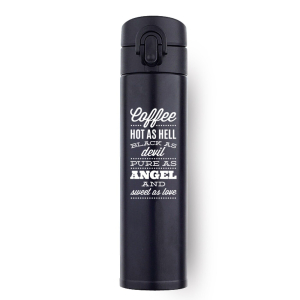 ТЕРМОБУТЫЛКА ЧЕРНАЯ КОФЕМАНИЯ ИЗ НЕРЖАВЕЮЩЕЙ СТАЛИ TRAVEL 350