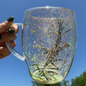 Стакан с ручкой 250 мл "Пальмовая Ветвь" с блестками