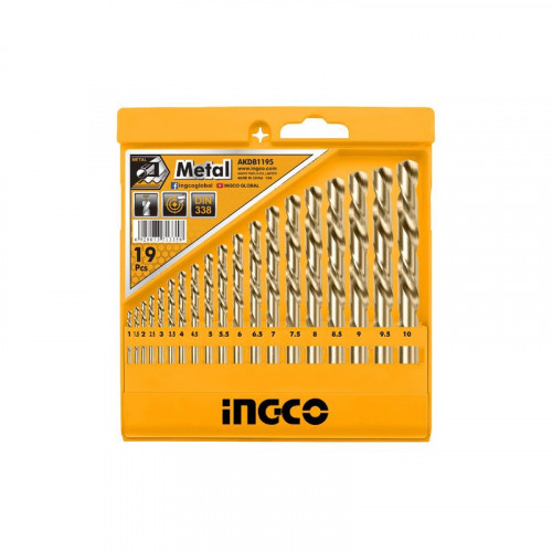 Набор сверел по металлу 19 шт. (1-10) INGCO AKDB1195 (30)