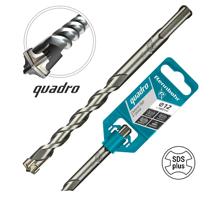 Бур SDS 12x160 + Rennbohr Quadro 4 грани