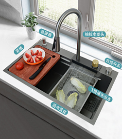 Мойка многофунк-я 680x460 нерж. серая, раздел.доска, контейнер со сливом (_1_)