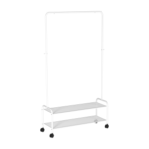 Вешалка гардеробная "Валенсия 32М" с двумя полками, на колёсах (Белый)