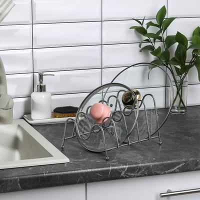 Подставка для крышек на 5 предметов Доляна, 22,5×20,5×16,5 см, цвет хром