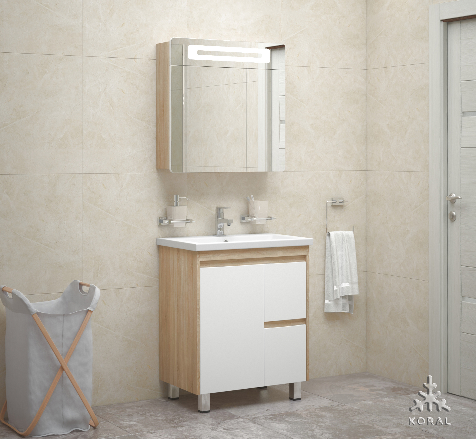 Шкаф-зеркало "Остин 70 С" пайн