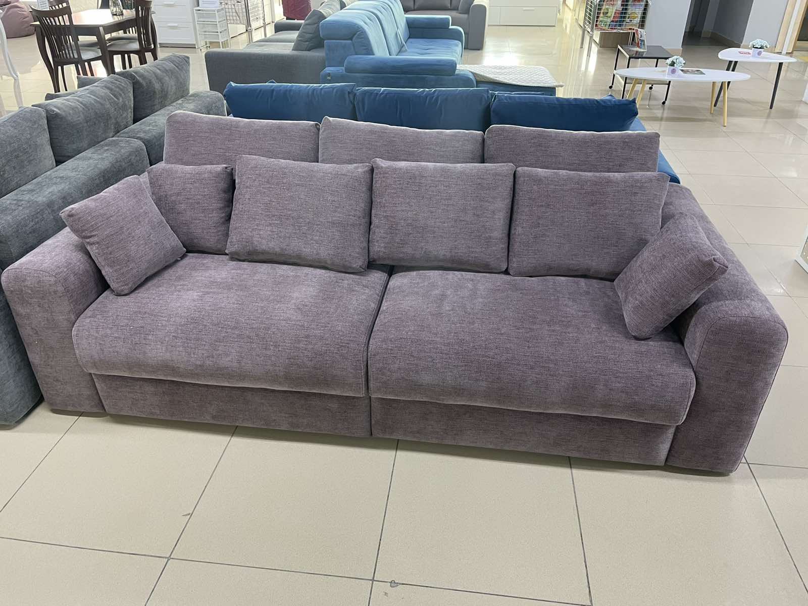 Диван-кровать трех/м, прямой, мех. «еврокнижка» ПРЕСТИЖ-03 Б (Shantal purple)-серо-фиолетовый