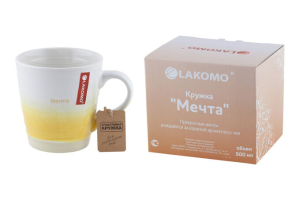 Кружка "Идиллия" "Мечта" 500мл, цв.белый с оранжевым