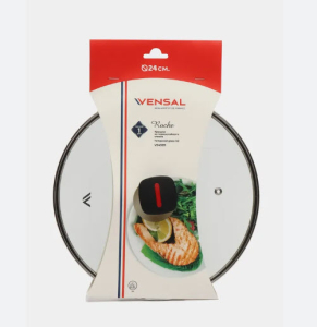 Крышка из термостойкого стекла 24 см Roche Vensal. Обод из нерж.стали