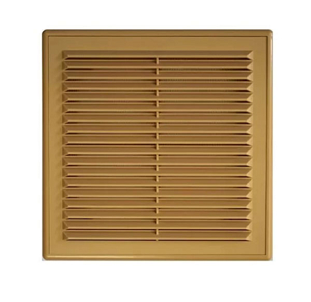 Решетка ERA разъемная с сеткой против насекомых15х15 с рамкой, бежевая (60)