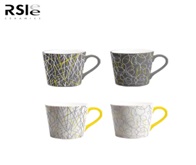 Кружка "Графика"  400 мл с желтой ручкой, серой ручкой