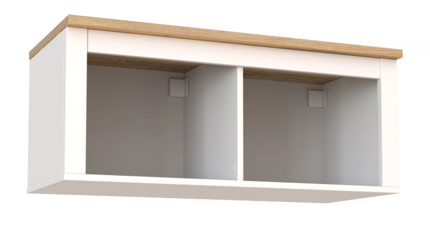 Полка навесная САГА 2 секции белая/ясень