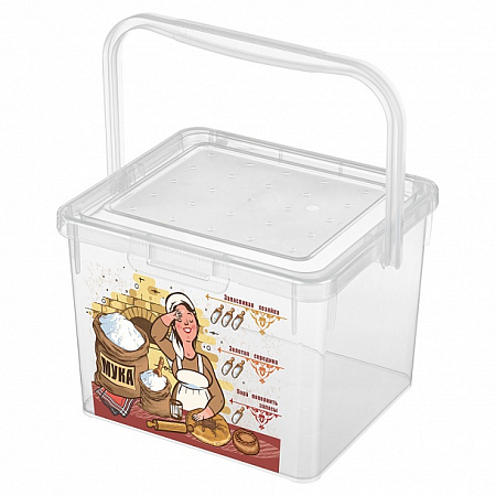 Контейнер д/муки 5,3л с/руч. декор бесцветный (8) 433212801 Быт