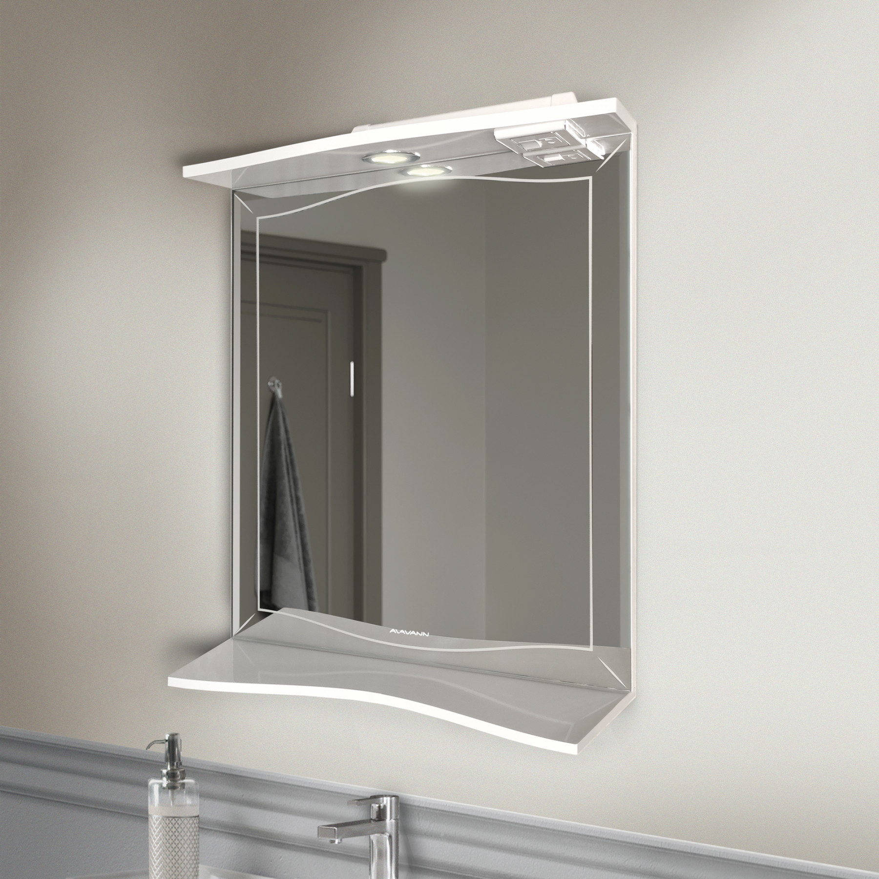 Зеркало с полкой Monaco 60-01 (белый) (1)