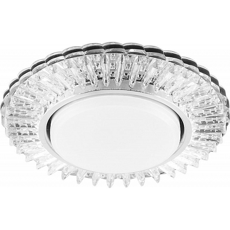 Светильник точечный с подсветкой, прозрачный, хром  без лампы 20LED*2835 SMD 4000K, 15W GX53