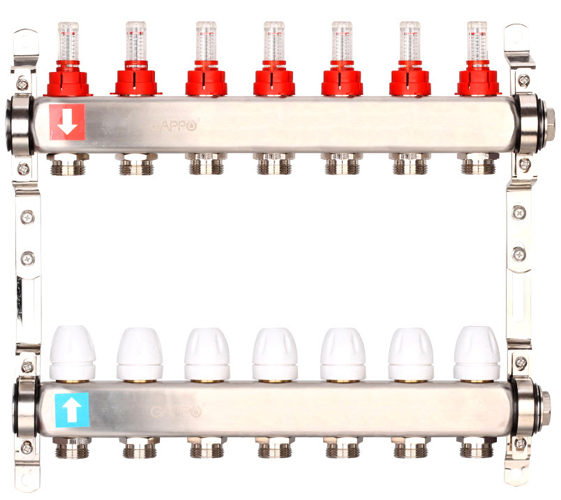 Коллектор регулируемый с расходомерами Нерж 7вых GAPPO (1)