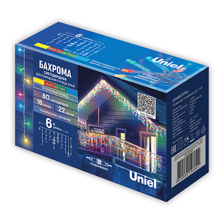 ULD-B6006-080/STK MULTI IP44 Бахрома светодиодная со статическим свечением, 6м. Соединяемая. 80 свет