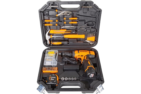Дрель-шуруповерт акк. Вихрь ДА-12Л-2КН с набором инструментов 12 В, 30 Нм, Li-Ion, 0-1400 об.м, кейс