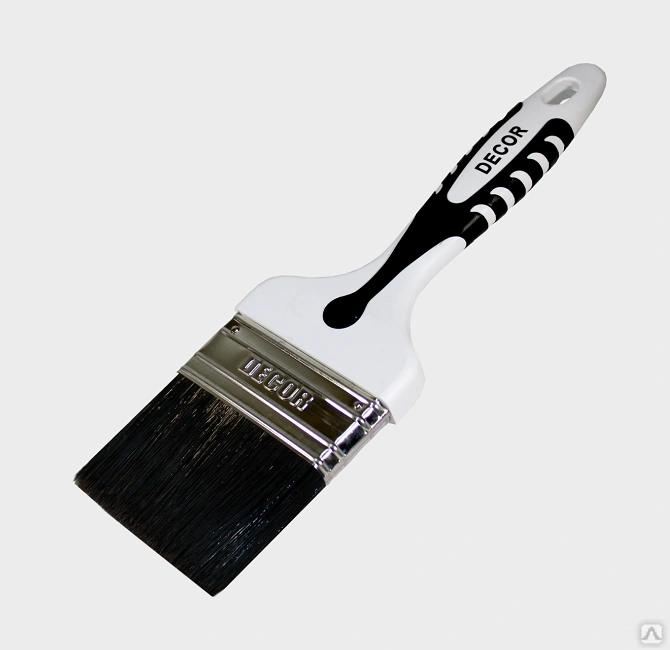 Кисть плоская "Black White для грунта" 75х15мм, черная щетина, 2К ручка (12шт)