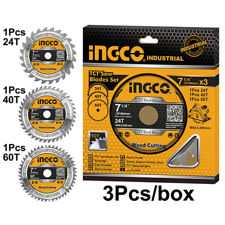 Набор пильных дисков для циркулярных пил по дереву 185х20х2,0мм 24T 2 шт INGCO TSB1853 INDUSTRIAL